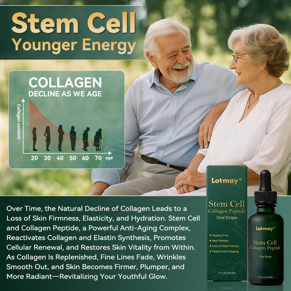 Lotmay® Orální Kapky s Kmenovými Buňkami & Kolagenovými Peptidy 👩‍⚕️ (Pro zpevnění povadlé pleti & redukci tvorby vrásek) 🌿