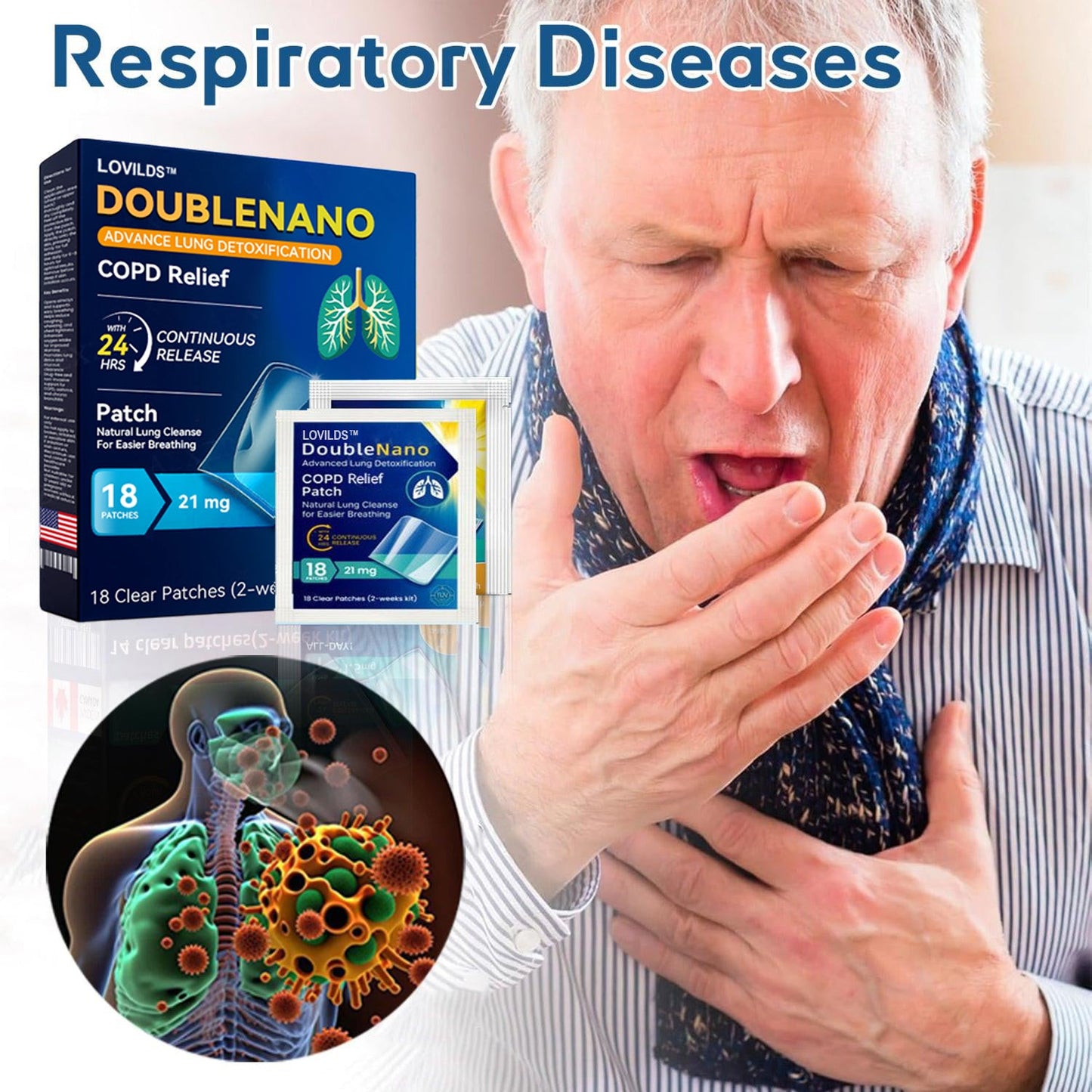 🫁✅Náplast LOVILDS™ DoubleNano pro úlevu od CHOPN schválená FDA (💝 Kašel, sípání, dušnost, sputum, ucpaný nos, bronchitida, zánět průdušek, alergické příznaky, plicní potíže🫁)